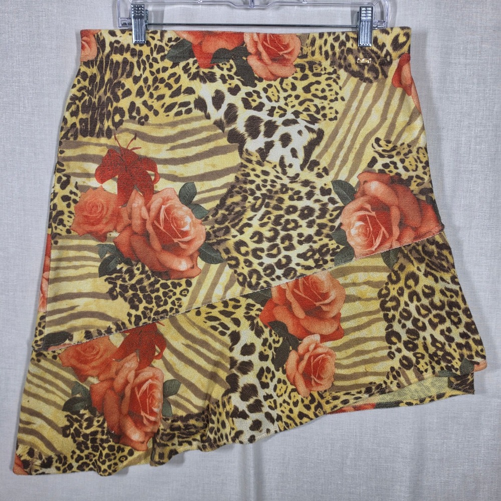 St John Sport Skirt Womens Large Vintage Maximalist Bold Print Asymmetrical Knit